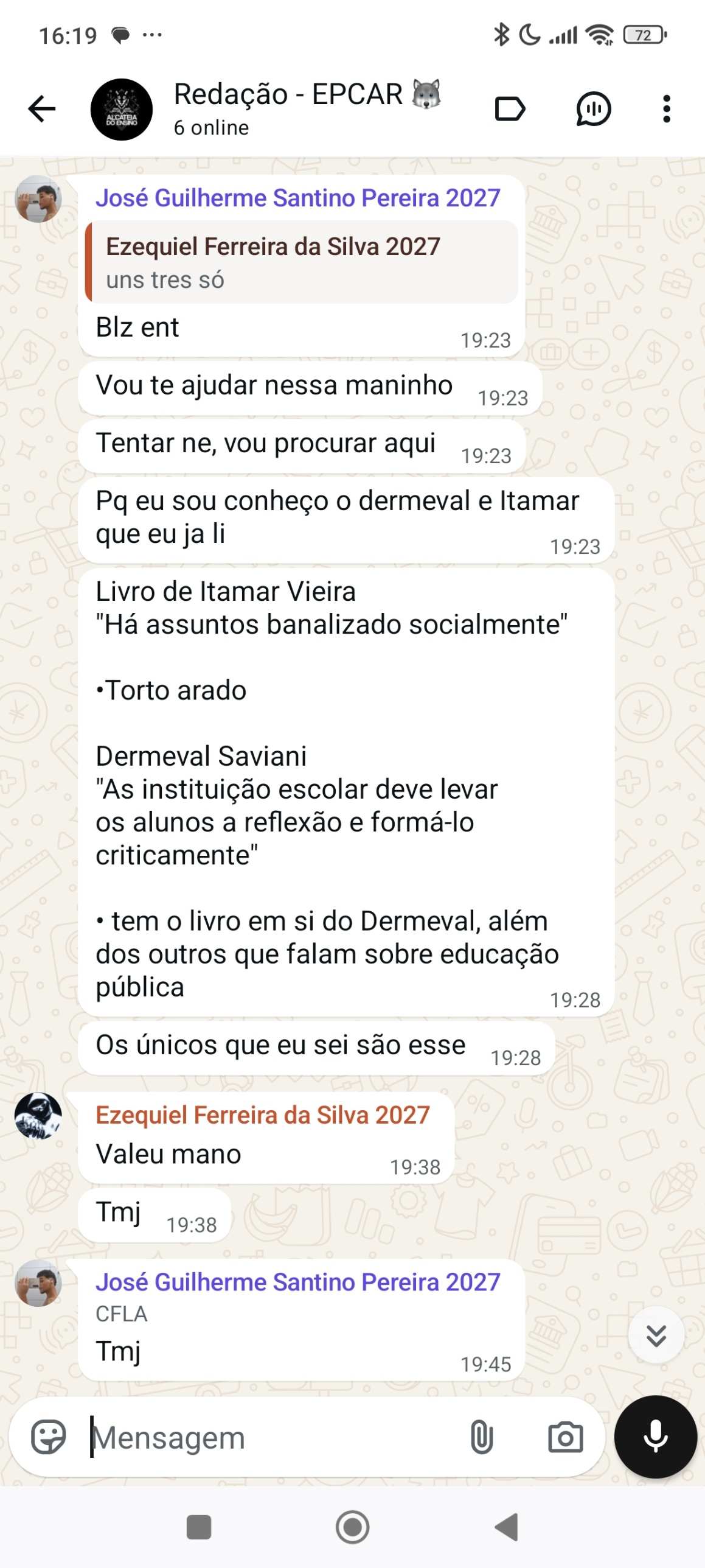 Dúvida tirada no WhatsApp