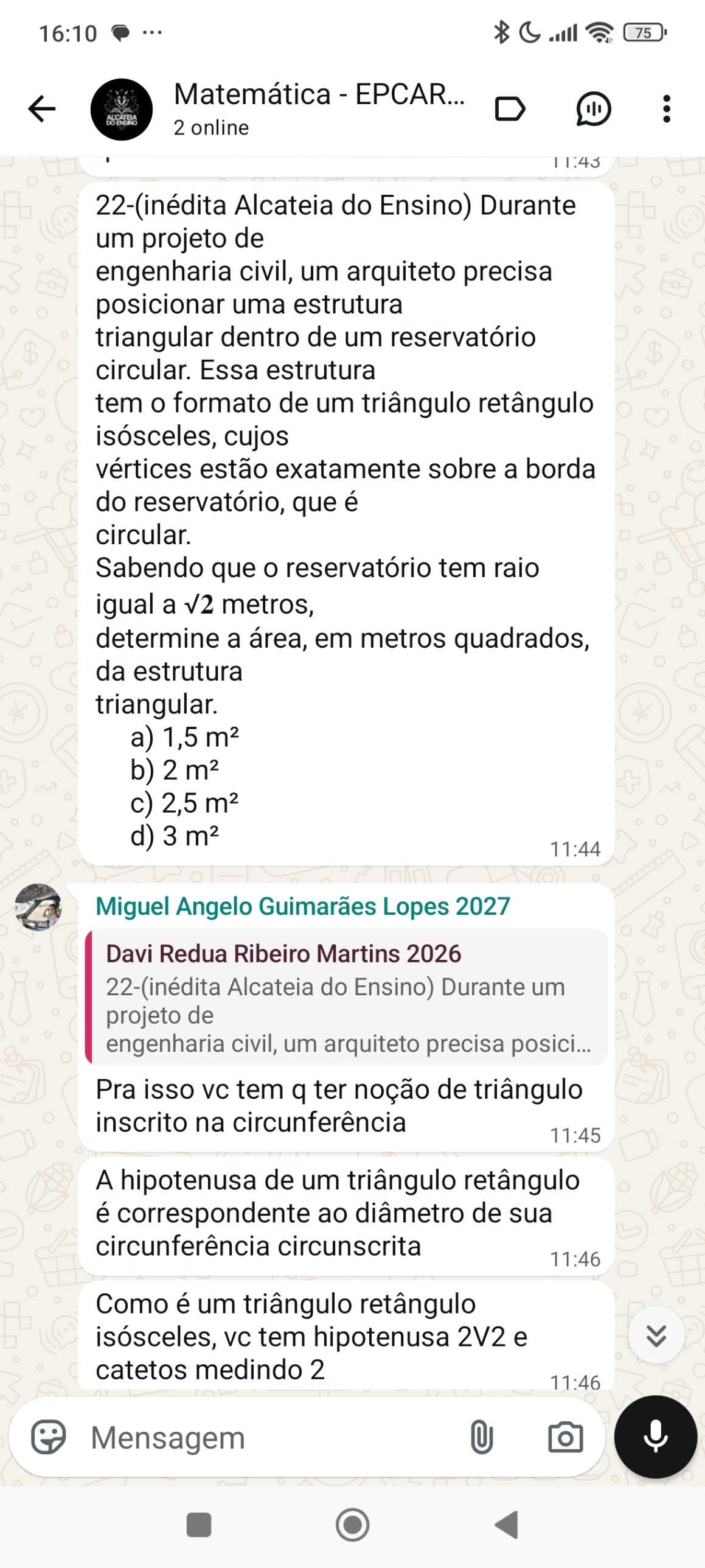 Dúvida tirada no WhatsApp